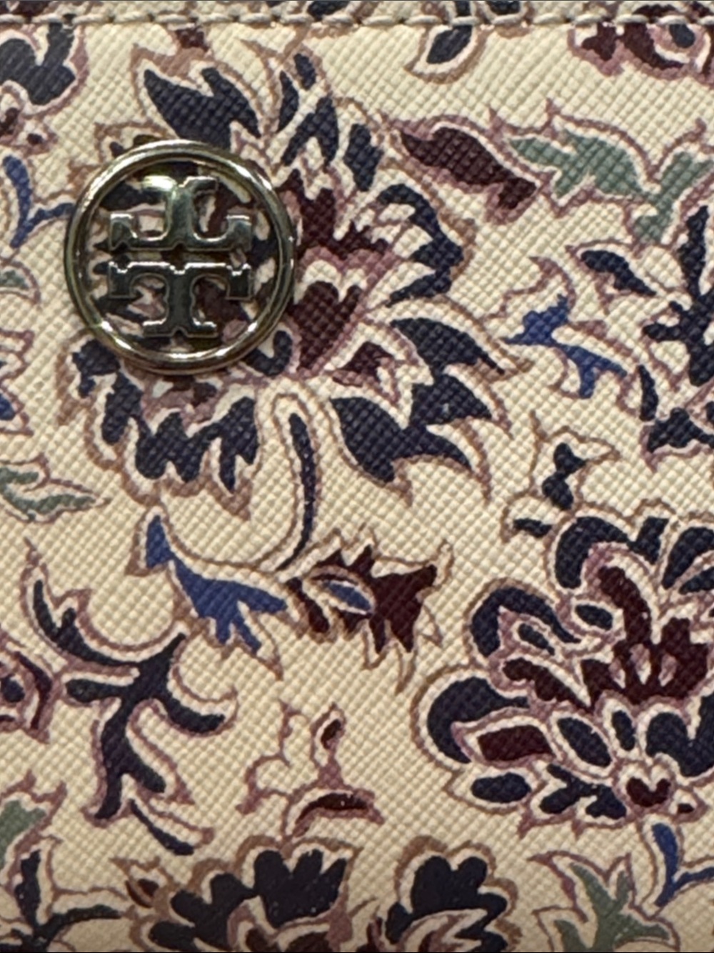 Tory Burch Floral Zip Wristlet in Cream, Burgundy and Navy - Picture 3 of 9
